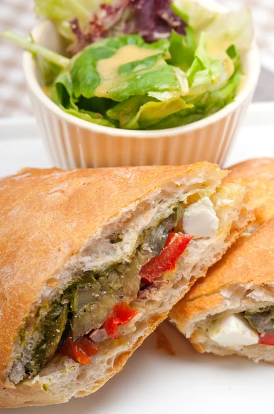 Ciabatta panini sandwichwith vegetable and feta — Stock Photo, Image