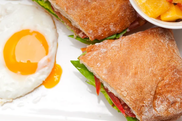 Ciabatta panini sandviç yumurta domates marul — Stok fotoğraf