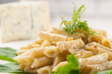 İtalyan makarna penne gorgonzola ve çam fıstığı