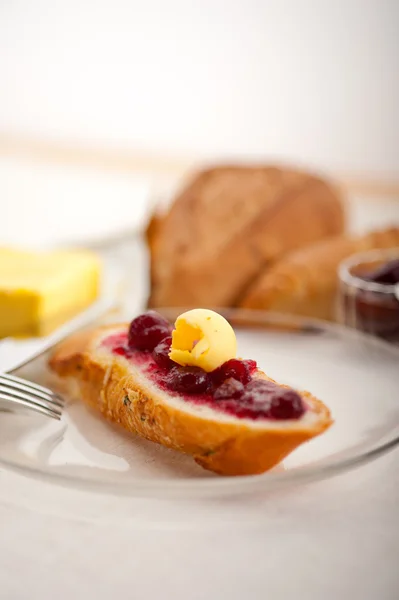 Bread butter and jam — Stock Photo, Image