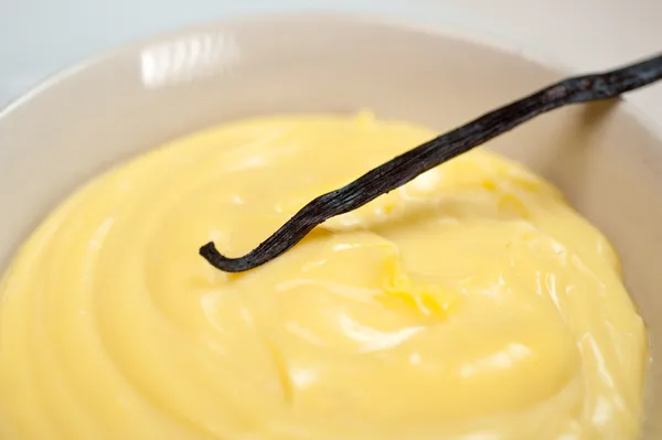 Vanilla custard pastry cream with seeds sticks — Stock Photo, Image