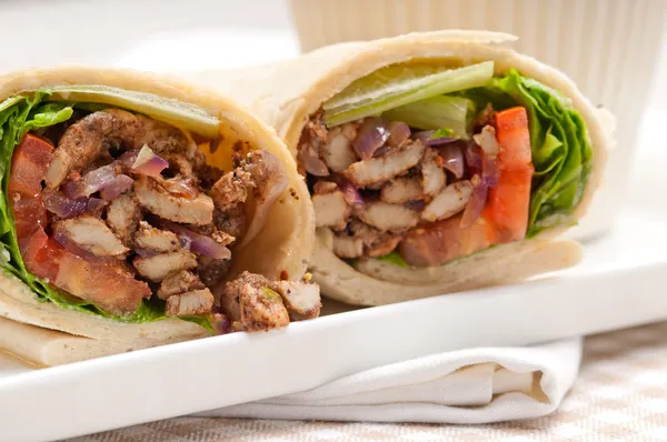 Kafta shawarma chicken pita wrap roll sandwich — Stock Photo, Image