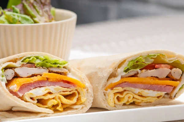 Club sandwich pita bread roll — Stock Photo, Image