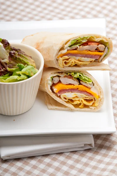 Club sandwich pita bread roll — Stock Photo, Image