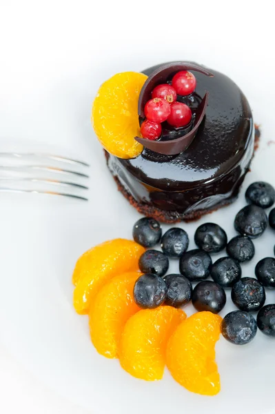 巧克力和水果蛋糕 — 图库照片