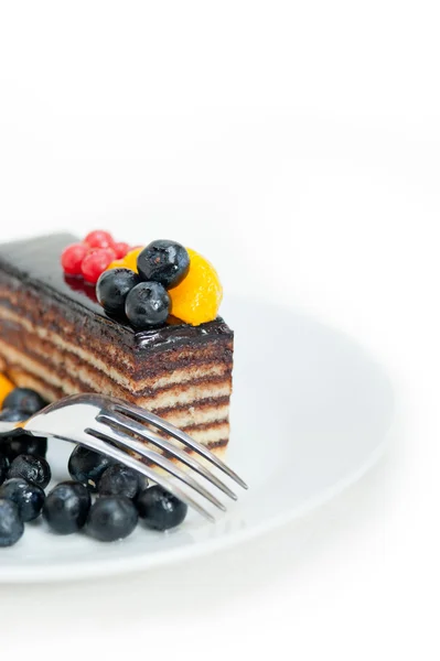 Chocolate and fruit cake — Stock Photo, Image