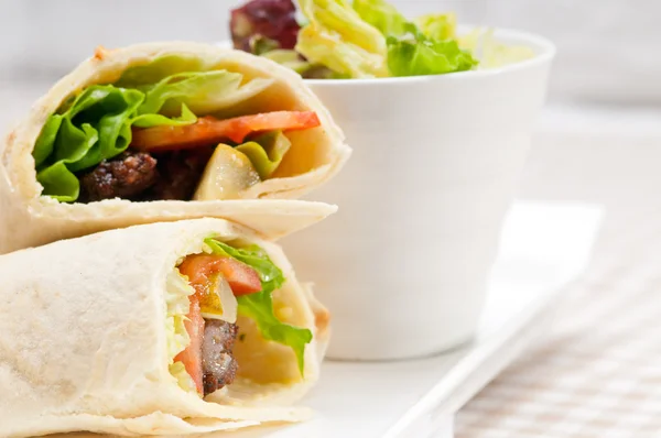 Kafta shawarma chicken pita wrap roll sandwich — Stock Photo, Image