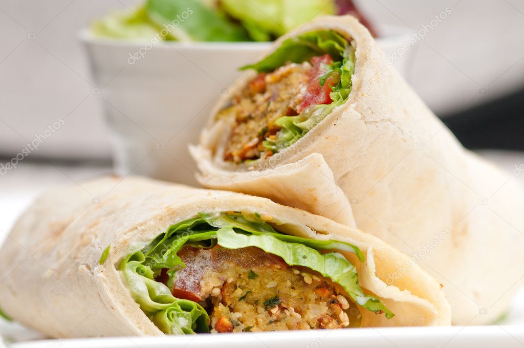 Falafel pita bread roll wrap sandwich Stock Photo by ©keko64 38330893