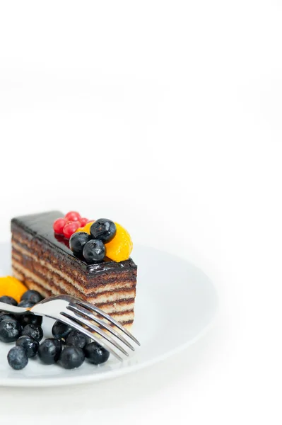 Chocolate and fruit cake — Stock Photo, Image