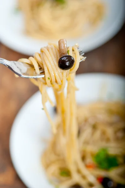 Italian pasta and mushroom sauce — Stock Photo, Image