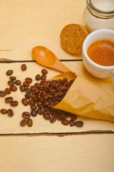 Espresso Coffee Beans Paper Cone Cornucopia White Background — Stock Photo, Image