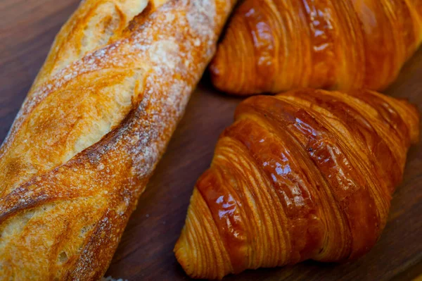 Croissants Frais Français Tradition Baguette Artisanale — Photo