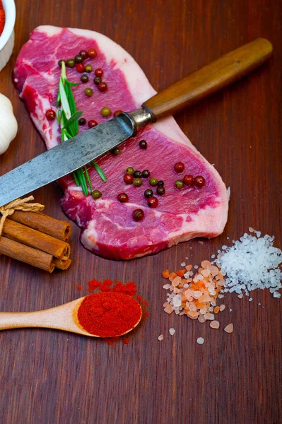 Crudo Crudo Carne Manzo Ribeye Selezione Macellaio — Foto Stock