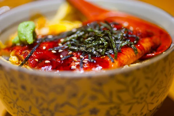 Traditionele Japanse Ramen Noedels Met Unagi Paling Bovenkant — Stockfoto