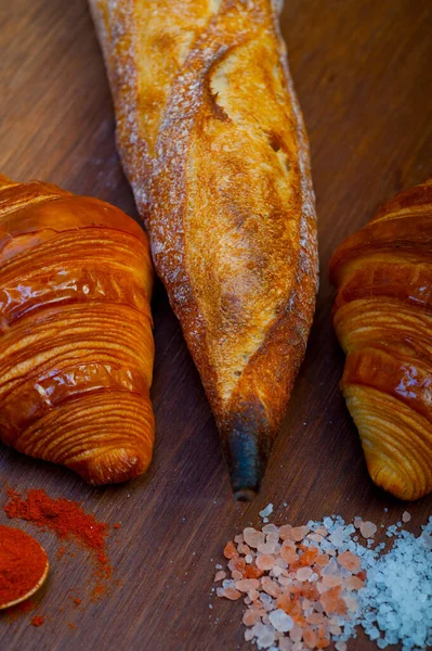 Croissants Frescos Franceses Tradición Baguette Artesanal — Foto de Stock