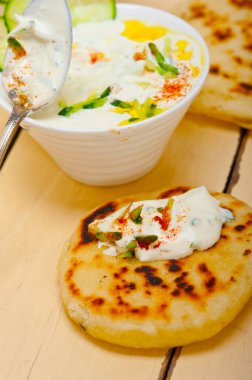 Arap Ortadoğu keçi yoğurt ve salatalık salatası 