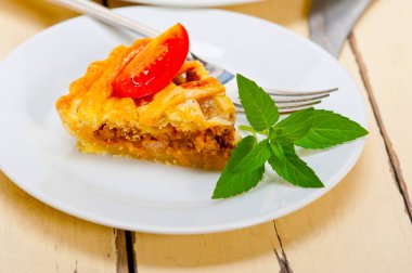 taze ev yapımı sığır eti pasta makro closeup pişmiş