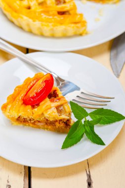 taze ev yapımı sığır eti pasta makro closeup pişmiş