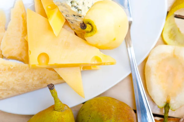 Selection Cheese Fresh Pears Appetizer Snack Stock Image