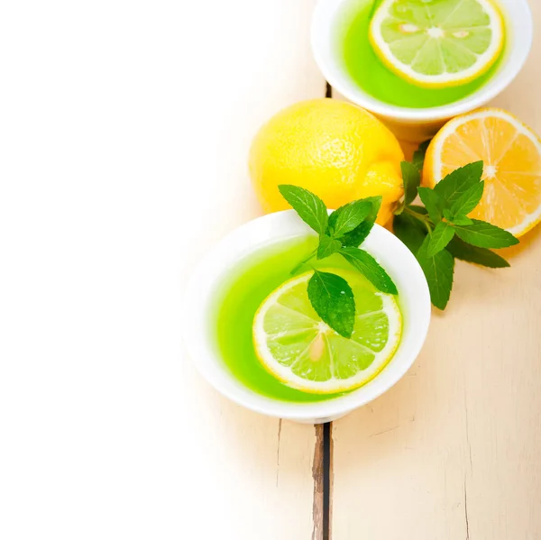 Fresh Healthy Mint Infusion Tea Tisane Lemon — Stock Photo, Image