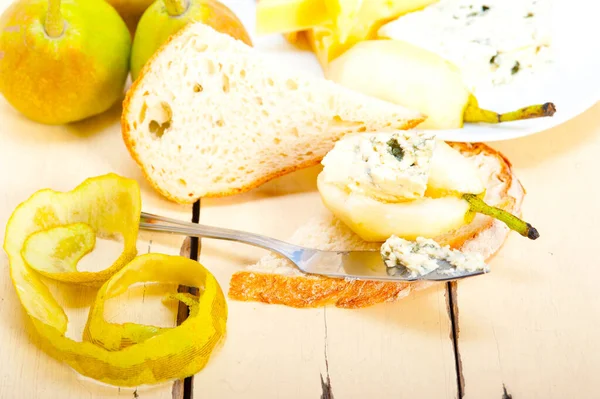 Selection Different Cheese Fresh Pears Appetizer Snack Royalty Free Stock Photos