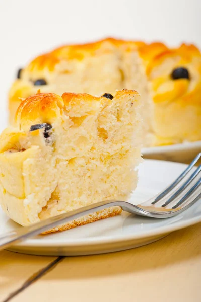 Fresh Home Baked Blueberry Bread Cake Dessert White Wood Table — Stock Photo, Image