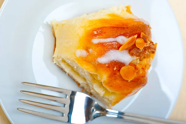 Fresh Home Baked Sweet Bread Donut Cake Almonds Icing Sugar — Stock Photo, Image