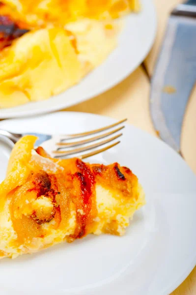 Frisch Gebackene Hausgemachte Rustikale Birnenkuchen Makro Nahaufnahme — Stockfoto