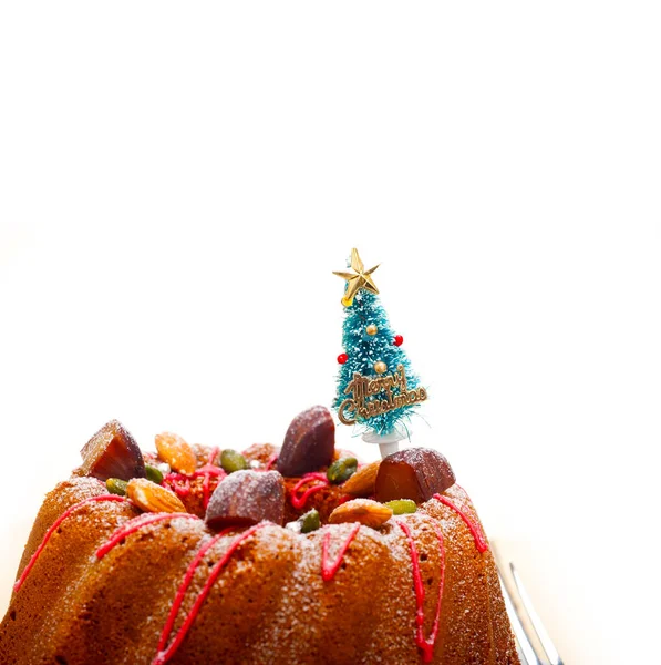 Рождественский Пончик Елкой Качестве Праздничного Украшения Белом Фоне — стоковое фото