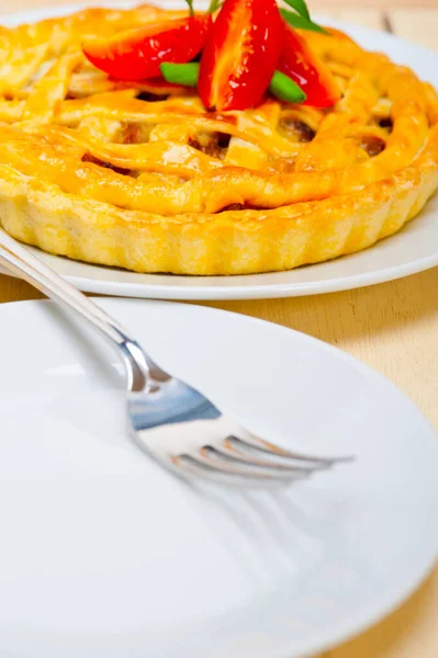 Fresh Baked Home Made Beef Pie Macro Closeup — Stock Photo, Image