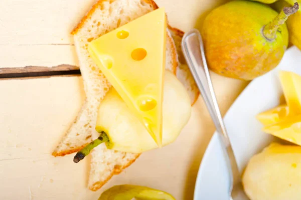 Seleção Queijo Peras Frescas Aperitivo Lanche — Fotografia de Stock