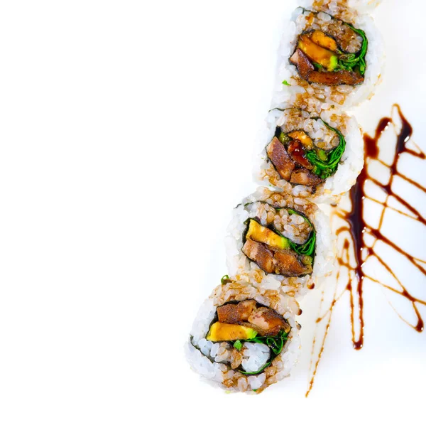 Makro Detail Čerstvé Sushi Volba Kombinace Sortimentu — Stock fotografie