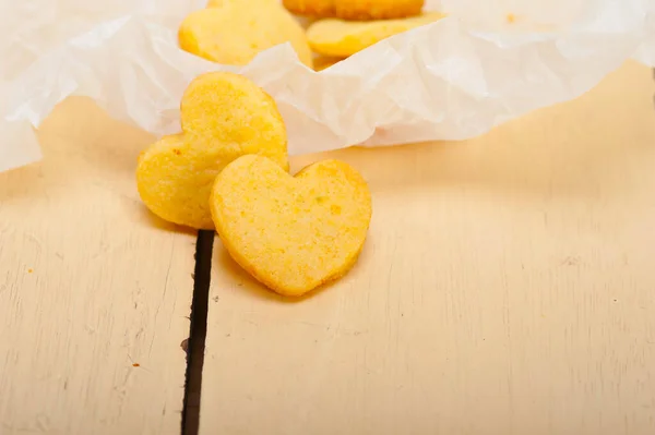 Coração Cozido Forno Fresco Forma Biscoitos Dia Dos Namorados Shortbread — Fotografia de Stock