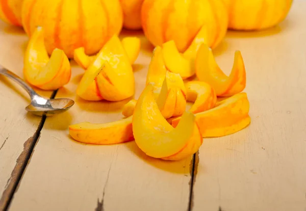 Bunch Fresh Yellow Pumpkins Just Collected Garden — Stock Photo, Image