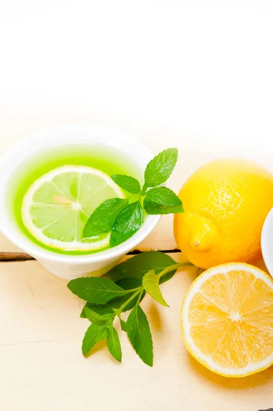 Fresh Healthy Mint Infusion Tea Tisane Lemon — Stock Photo, Image