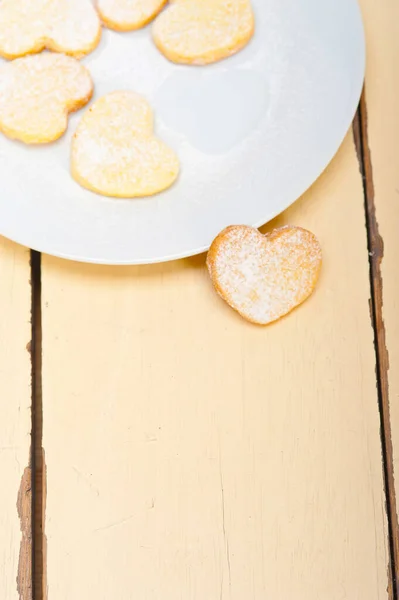 Fresh Baked Heart Shaped Shortbread Valentine Day Cookies — Stock Photo, Image