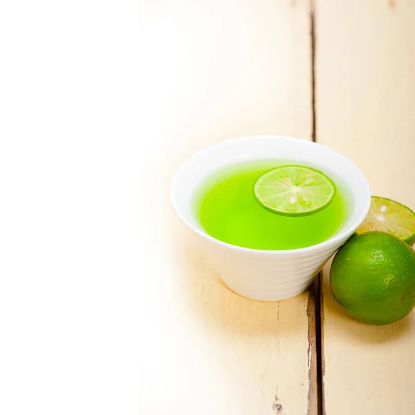 Fresh Healthy Green Lime Lemonade Macro Closeup — Stock Photo, Image