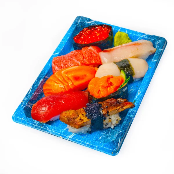 Afhalen Selectie Van Verse Sushi Express Plastic Dienblad — Stockfoto