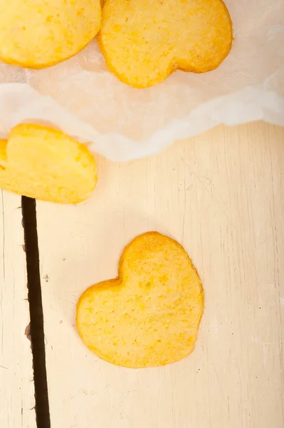 Fresh Baked Heart Shaped Shortbread Valentine Day Cookies Paper Wrap — Stock Photo, Image