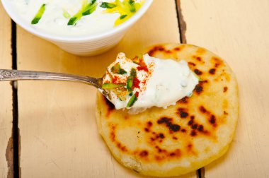 Arap Ortadoğu keçi yoğurdu ve salatalık salatası 