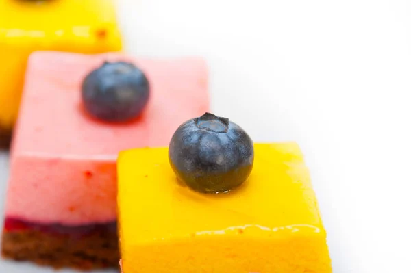 Fresh Strawberry Mango Mousse Dessert Cake Blueberry — Stock Photo, Image