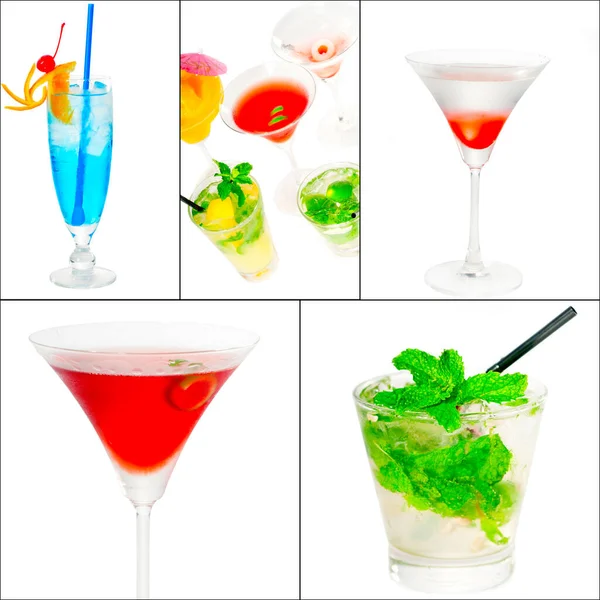 Selezione Cocktail Composizione Collage Bevande Annidato Una Cornice Quadrata — Foto Stock