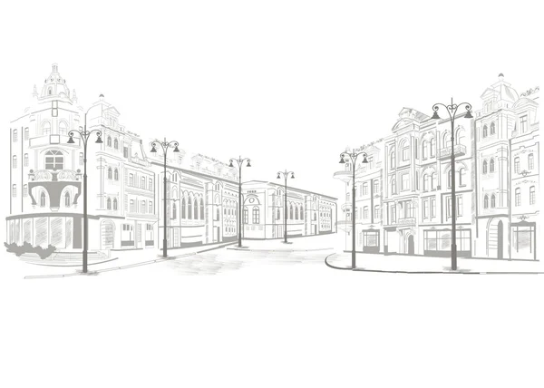 Vue sur la rue dans la vieille ville — Image vectorielle
