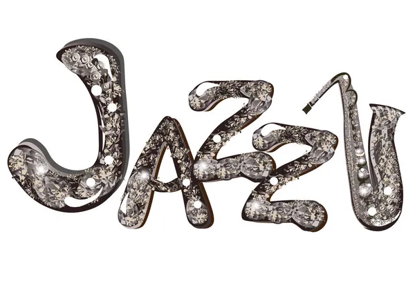 Αφηρημένη Μουσική Σχεδίαση Τρομπέτα Από Διαμαντένιο Μοτίβο Και Γράμματα Τζαζ Royalty Free Διανύσματα Αρχείου