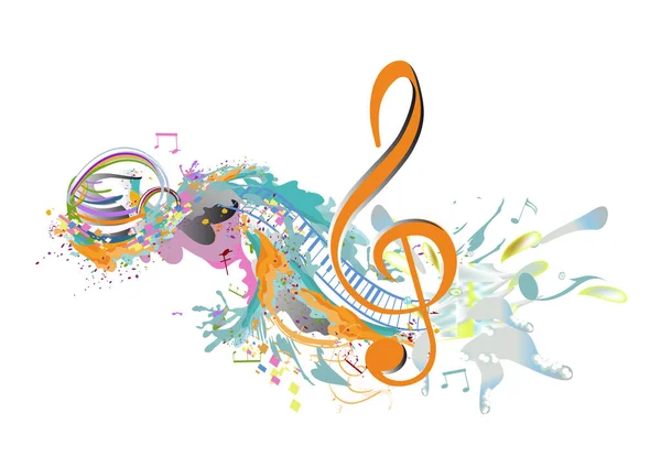 Design Musicale Astratto Con Spruzzi Colorati Onde Musicali Note Illustrazione — Vettoriale Stock