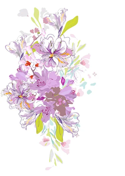 Série Milieux Salutation Avec Des Fleurs Été Printemps Décorations Florales — Image vectorielle