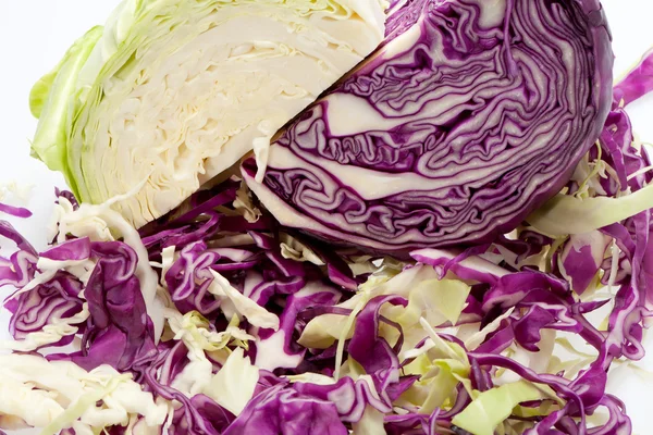 White and Red Cabbage on White Background — Stock Photo, Image