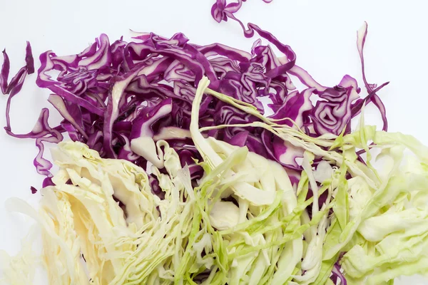 White and Red Cabbage on White Background — Stock Photo, Image