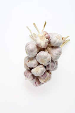 Beyaz arka planda taze sarımsak