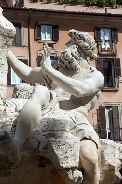 The Fountain of the Four Rivers - Piazza Navona, Rome, — Stock Photo, Image
